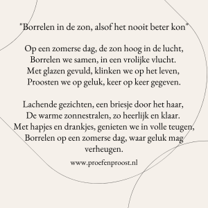 Gedicht: "Borrelen in de zon, alsof het nooit beter kon"
